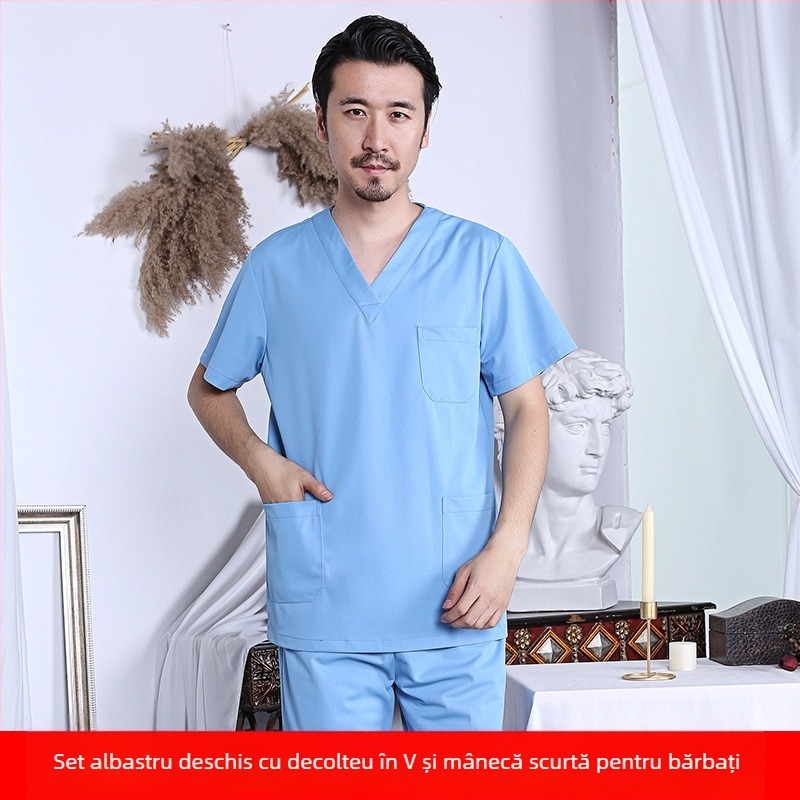 Set de scrubs medicali pentru personal dentar și medical | unisex, absorbție a umidității, pantaloni 3/4, mâneci scurte, poliester 95%+