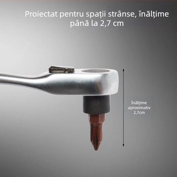 Set mini șurubelnițe cu clichet, 1/4 inch, înainte/înapoi, biti Cross, Hex și Torx, oțel crom-vanadiu