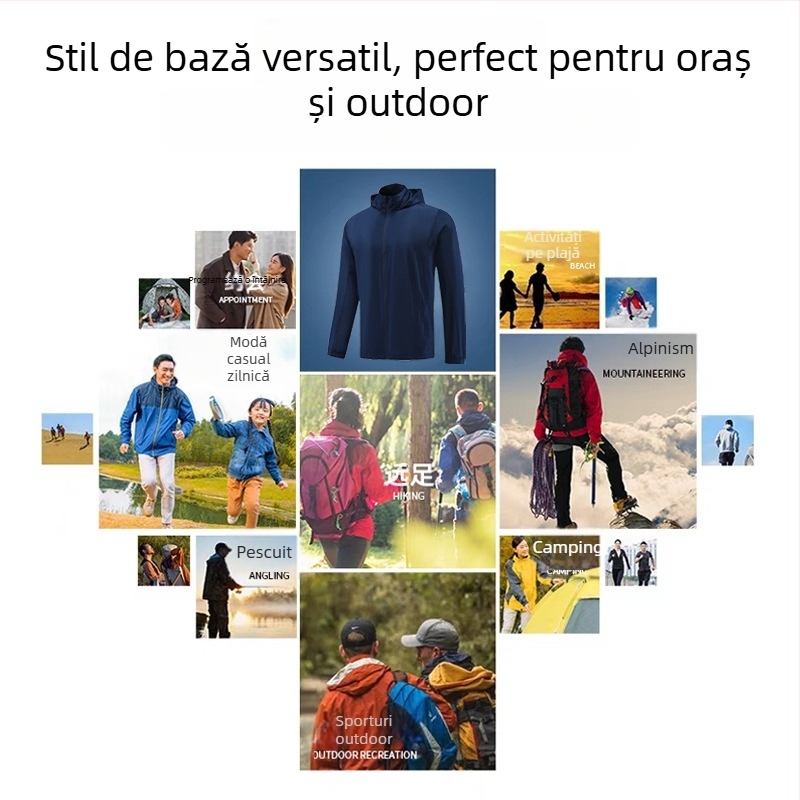 Geacă pentru copii de exterior - rezistentă la vânt și la apă, glugă detașabilă, guler înalt, material poliester