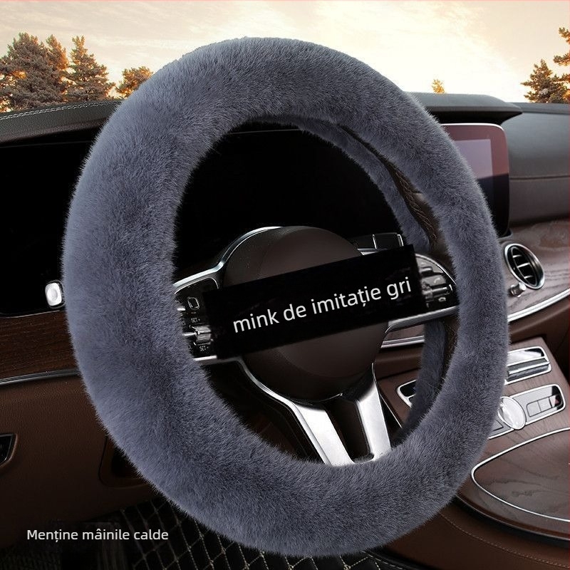 Husă volan pluș pentru iarnă – universală, stil original, Good luck