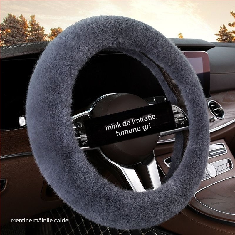 Husă volan pluș pentru iarnă – universală, stil original, Good luck