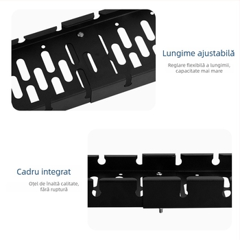 Rack de gestionare a cablurilor sub birou - telescopic, fără găuri, din oțel laminat la rece, finisaj pudră, Zuo Gang