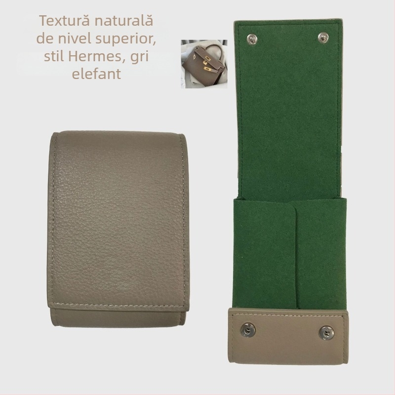 Cutie de depozitare pentru ceasuri, piele de vită de top și capac cu contrast, formă pătrată, logo imprimat, personalizare disponibilă, ambalaj de 50 buc.