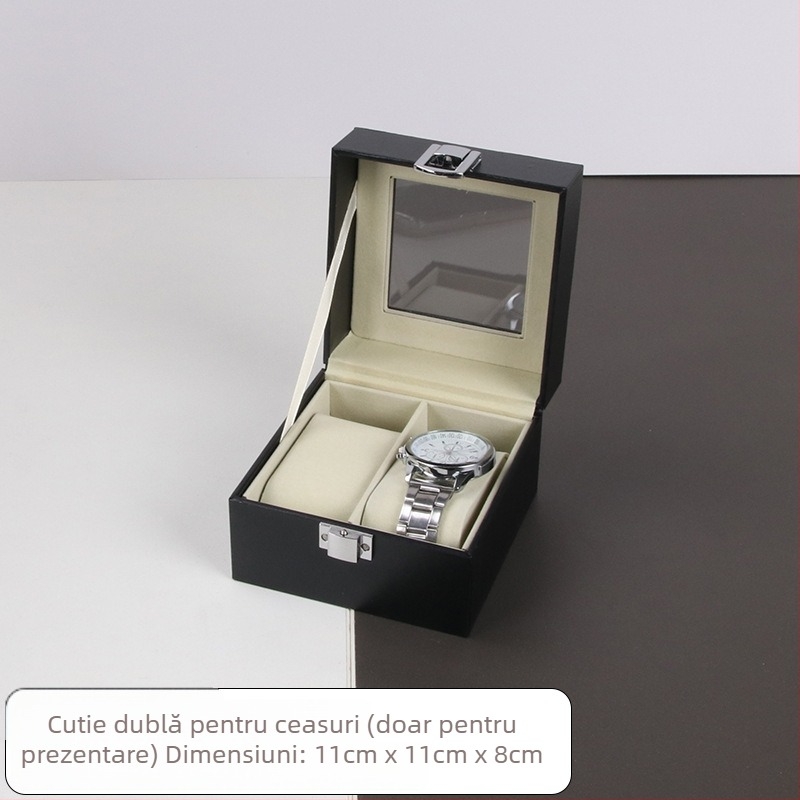 Cutie pentru ceasuri din piele și MDF cu fereastră transparentă, ambalaj din carton, destinat ambalării ceasurilor, ambalaj bijuterii
