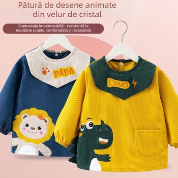 Smoc impermeabil corduroy pentru bebeluți, pentru băieți, model desen animat, poliester, 1-3 ani