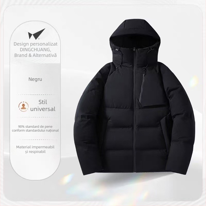 Geacă de puf pentru sporturi de iarnă: impermeabilă, rezistentă la vânt, protecție împotriva frigului extrem (-30°C până la -15°C), umplere din puf de rață alb 86–90%, cu glugă