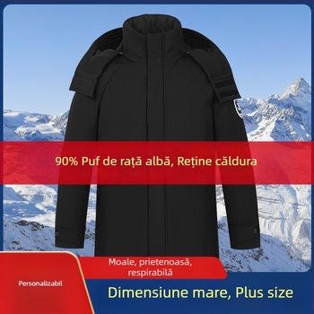 Geacă de puf pentru bărbați Snow Bona, cu căptușeală detașabilă, umplere din puf alb de rață 600, impermeabilă și rezistentă la vânt, lungime medie, glugă, croială lejeră