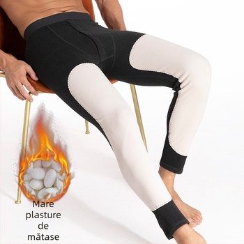 Pantaloni termici bărbați cu căptușeală de fleece, cu protecție la genunchi, în mărimi mari pentru bărbați de vârstă mijlocie și în vârstă