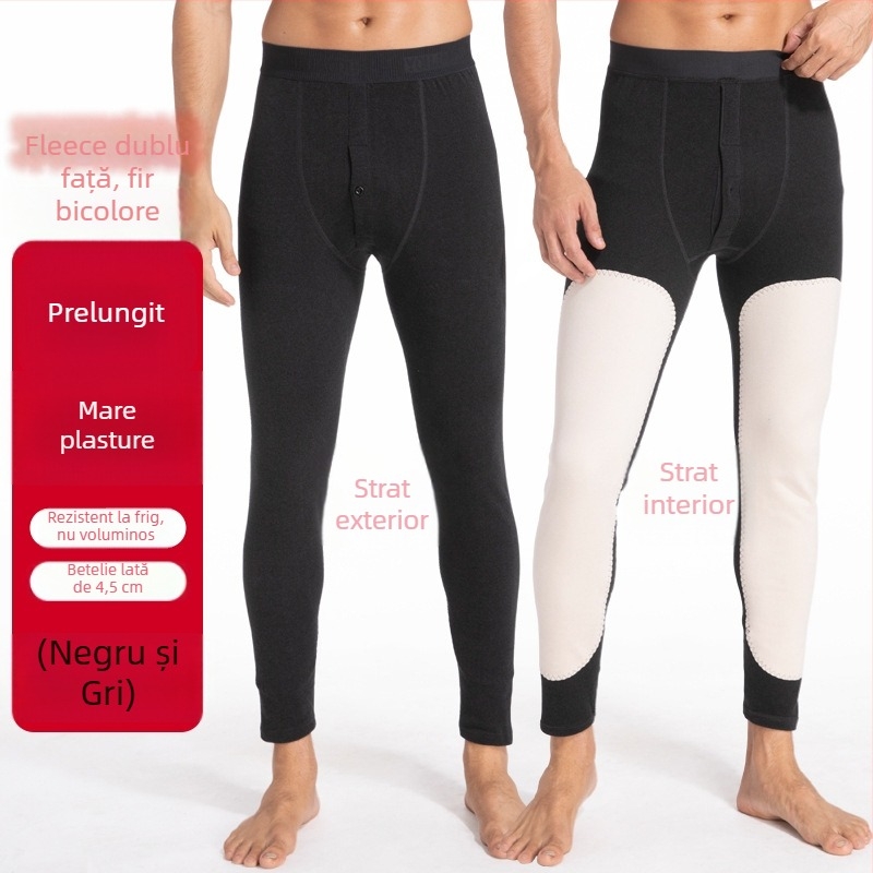 Pantaloni termici bărbați cu căptușeală de fleece, cu protecție la genunchi, în mărimi mari pentru bărbați de vârstă mijlocie și în vârstă