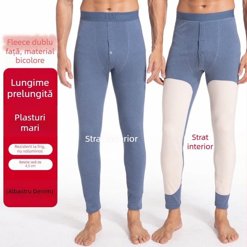 Pantaloni termici bărbați cu căptușeală de fleece, cu protecție la genunchi, în mărimi mari pentru bărbați de vârstă mijlocie și în vârstă