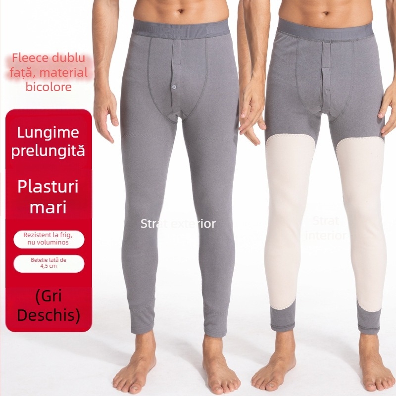 Pantaloni termici bărbați cu căptușeală de fleece, cu protecție la genunchi, în mărimi mari pentru bărbați de vârstă mijlocie și în vârstă