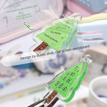 Ceas de buzunar pentru breloc cu stil desen animat, afișaj analog cu cifre, mișcare cuarț, carcasă și curea din plastic, decor luminescent în întuneric (pentru examene)