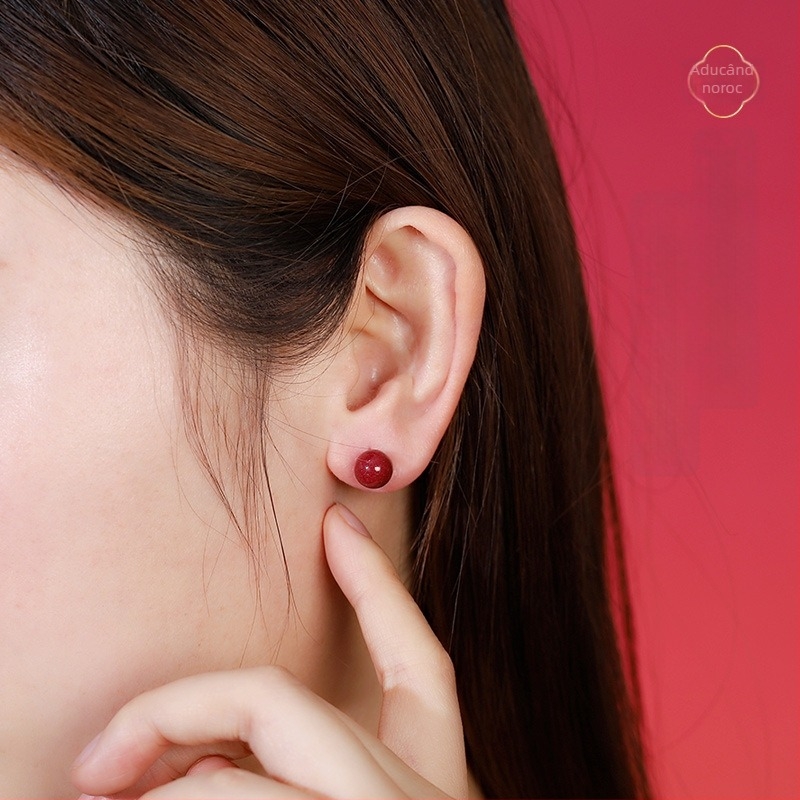 Cercei cinnabar picătură – accesorii pentru urechi Yu Fu Xiang, stil geometric etnic artistic retro, lansare vara 2025.