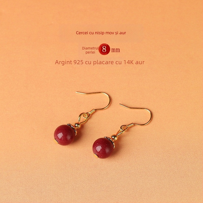 Cercei cinnabar picătură – accesorii pentru urechi Yu Fu Xiang, stil geometric etnic artistic retro, lansare vara 2025.