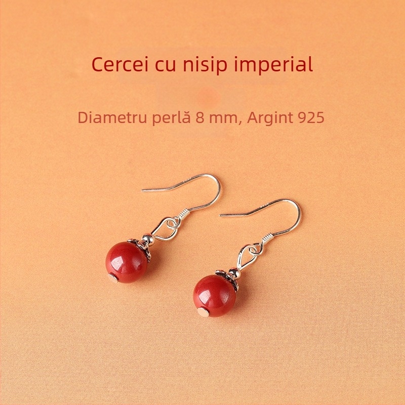 Cercei cinnabar picătură – accesorii pentru urechi Yu Fu Xiang, stil geometric etnic artistic retro, lansare vara 2025.
