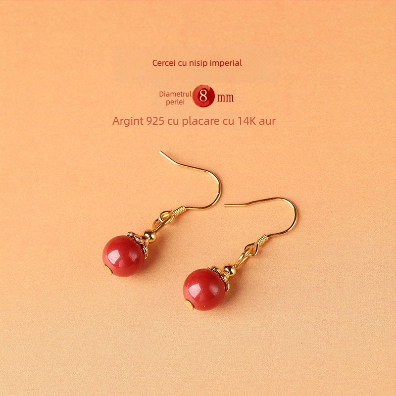 Cercei cinnabar picătură – accesorii pentru urechi Yu Fu Xiang, stil geometric etnic artistic retro, lansare vara 2025.