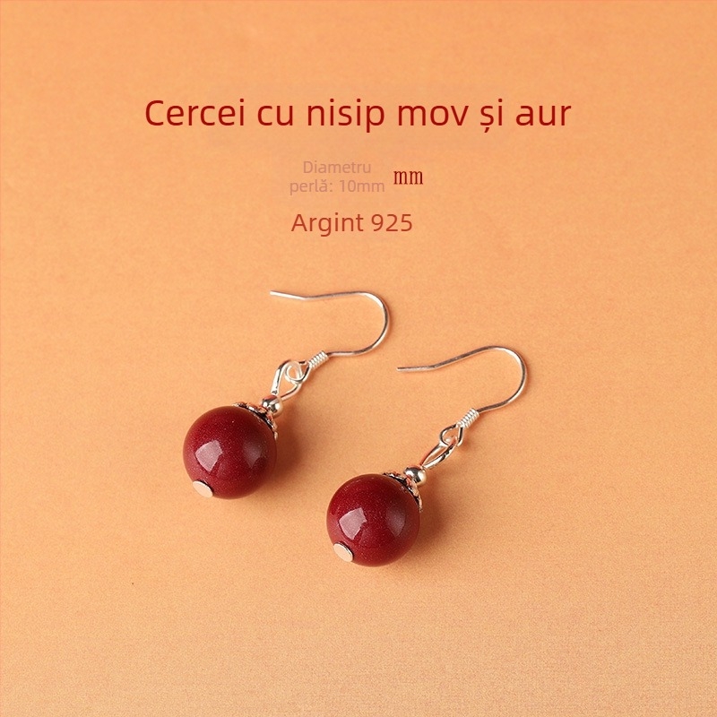 Cercei cinnabar picătură – accesorii pentru urechi Yu Fu Xiang, stil geometric etnic artistic retro, lansare vara 2025.