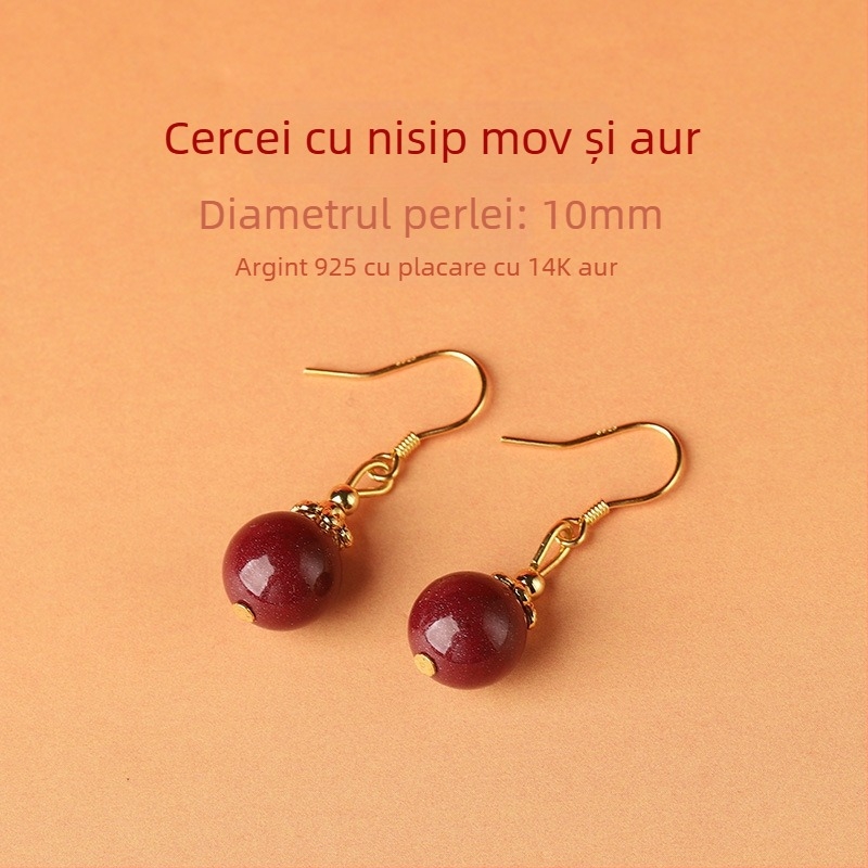 Cercei cinnabar picătură – accesorii pentru urechi Yu Fu Xiang, stil geometric etnic artistic retro, lansare vara 2025.