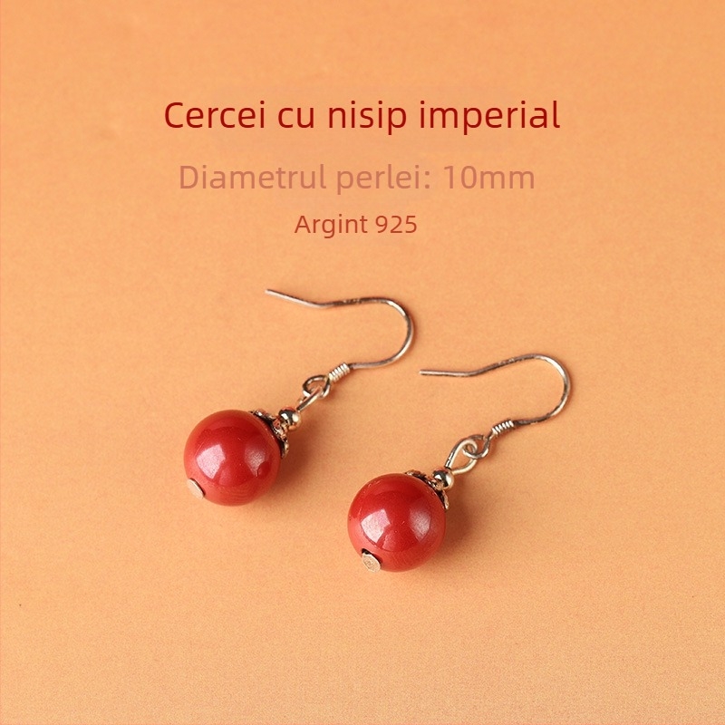Cercei cinnabar picătură – accesorii pentru urechi Yu Fu Xiang, stil geometric etnic artistic retro, lansare vara 2025.