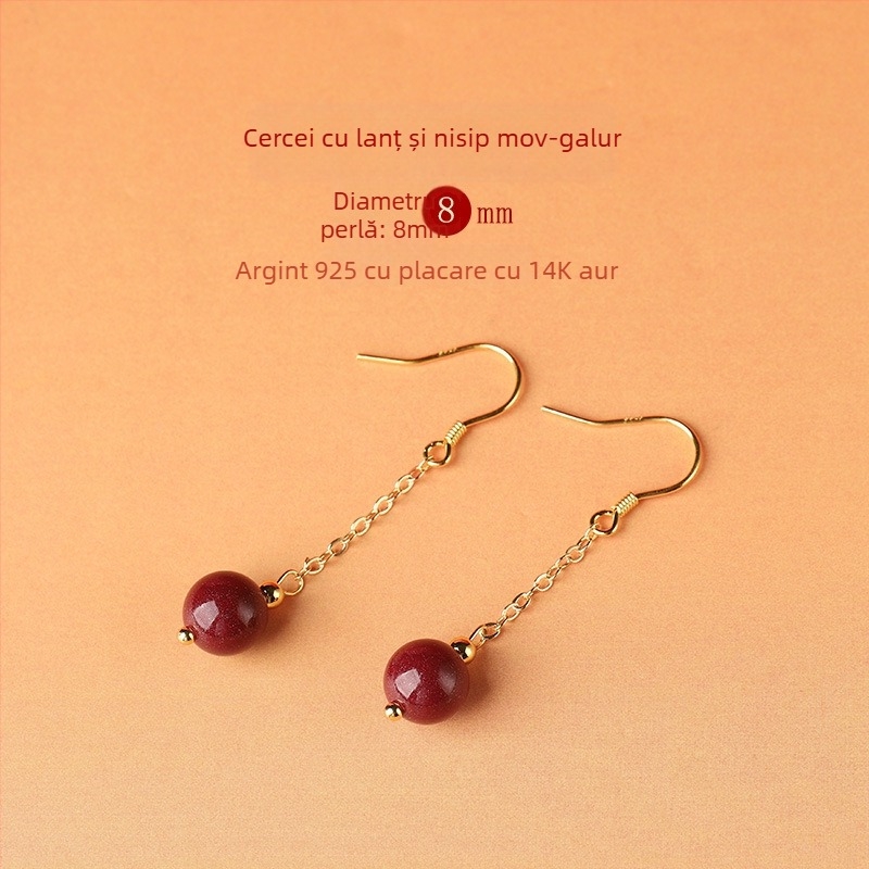 Cercei cinnabar picătură – accesorii pentru urechi Yu Fu Xiang, stil geometric etnic artistic retro, lansare vara 2025.