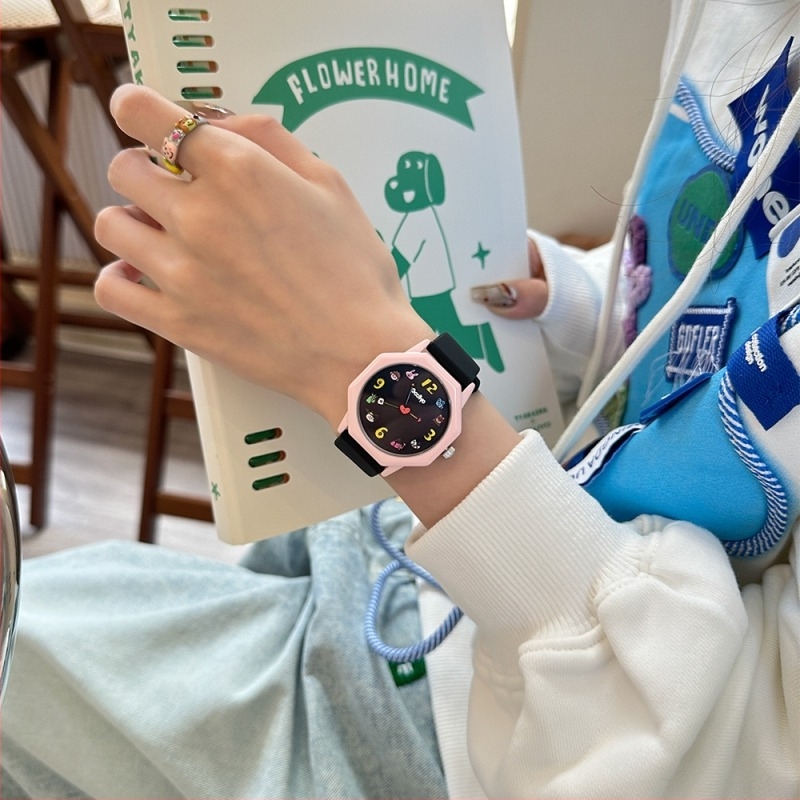 Ceas analog cuarț pentru studente, curea din silicon, rezistență la apă 30m, carcasă din aliaj