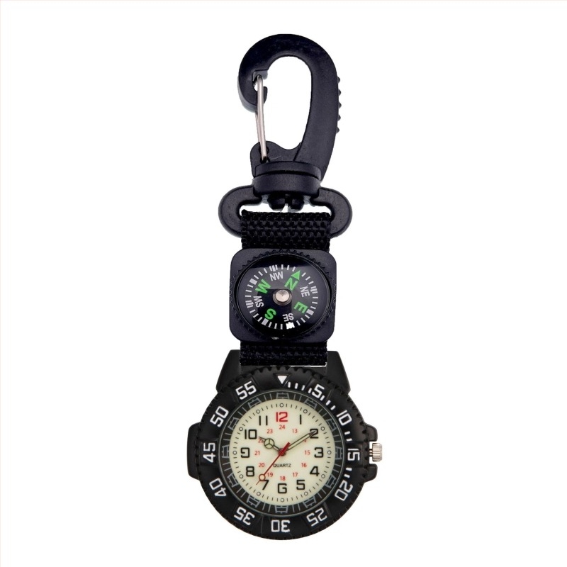 Ceas sport outdoor cu carabină, busolă și display luminos; mișcare cuarț; curea textilă