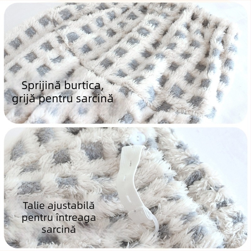 Pantaloni de dormit pentru mame din coral fleece, talie înaltă, ajustabili, lungi, pentru iarnă
