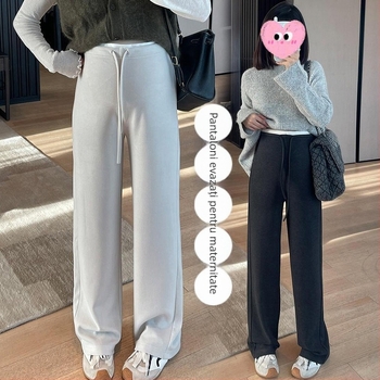 Pantaloni de gravidă 2025 toamnă-iarnă: casual, calzi, croială fluidă, largi, cu blocuri de culoare, fără susținere a burții