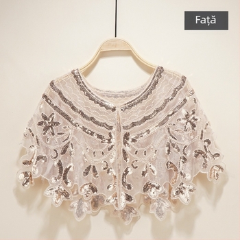 Cardigan paietat din plasă, inspirat din anii 1920, tricotat prin warp, decorativ, lungime medie, iarnă 2021