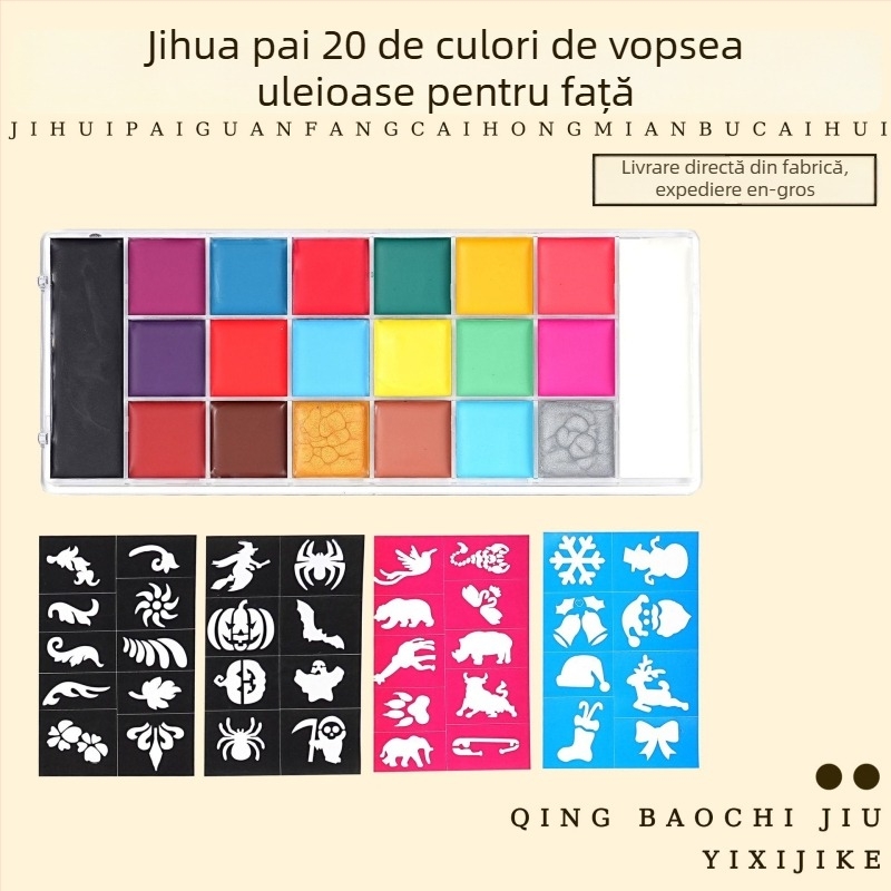 Paletă pentru pictură corporală cu vopsele pe bază de ulei pentru machiaj de scenă Halloween, gata de cadou, ambalată într-o singură cutie, accesoriu pentru acuarelă