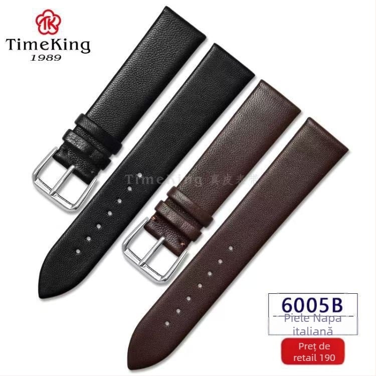 Brățară pentru ceas TimeKing, piele Napa de vițel, model mătase, finisaj mat, stil minimalist-lux