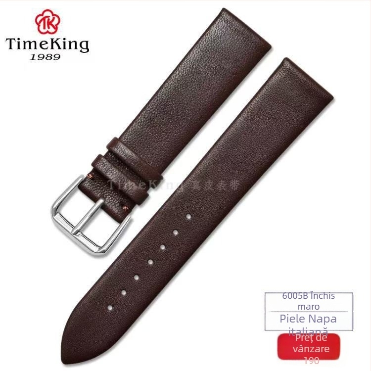 Brățară pentru ceas TimeKing, piele Napa de vițel, model mătase, finisaj mat, stil minimalist-lux