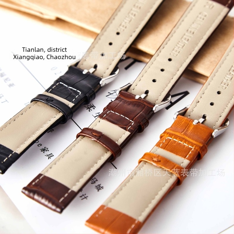 Brățară de ceas din piele naturală, unisex, textură bambus-crocodil, două straturi de piele de vită, origine: Chaozhou, iarna 2023