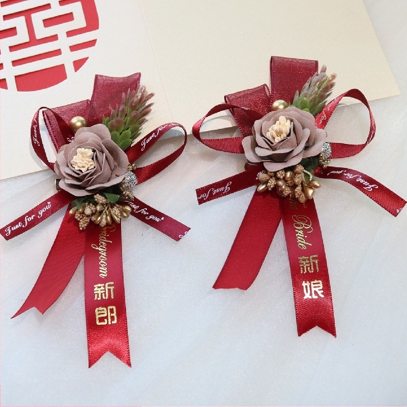 Set corsage pentru nuntă – stil modern minimalist, cuplu, design geometric, iarnă 2022