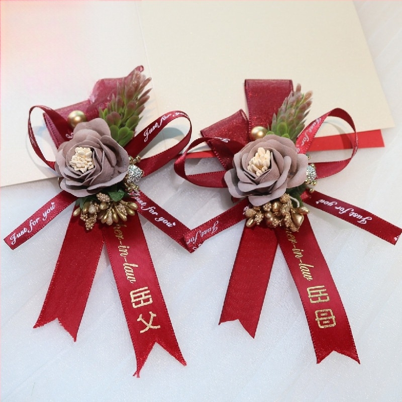 Set corsage pentru nuntă – stil modern minimalist, cuplu, design geometric, iarnă 2022