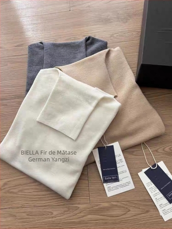 Pulover de damă din lână, croială slim, guler înalt, mâneci lungi, lungime medie (Lână 95%+, Croială slim, Guler înalt, Mâneci lungi, Lungime medie)