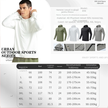 Hanorac cu fermoar și glugă pentru activități în aer liber | Varianta oversize, Gât în V, Broderie, Primăvara 2025