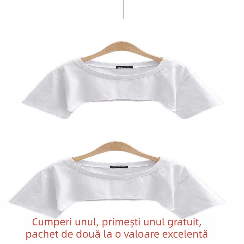Tricou din bumbac, mâneci scurte, croială lejeră, guler rotund, stil urban.