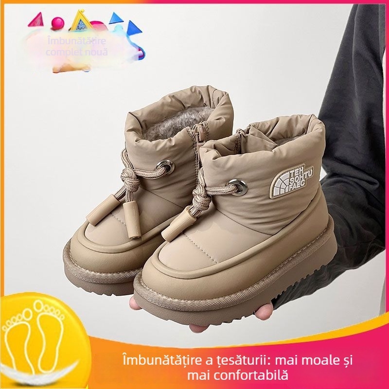 Cizme de zăpadă pentru copii – unisex, exterior din piele artificială, talpă TPR, stil sport (vârsta 4-16 ani)