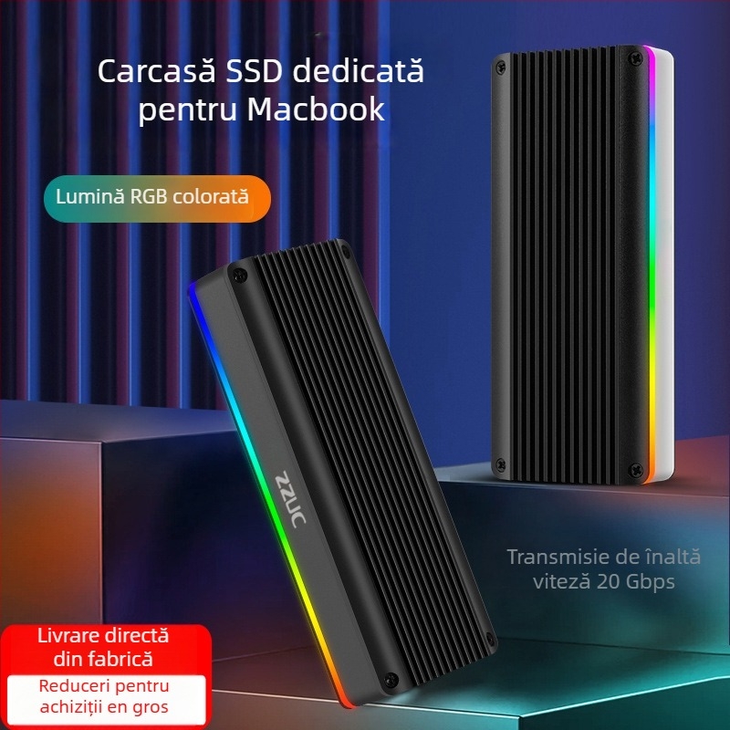 Carcasă SSD M.6 fără instrumente, NVMe/NGFF, M.2, aliaj de aluminiu, până la 8TB, USB-C 3.1/3.2