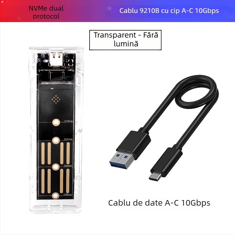 Carcasă SSD M.6 fără instrumente, NVMe/NGFF, M.2, aliaj de aluminiu, până la 8TB, USB-C 3.1/3.2