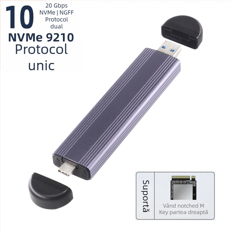 Carcasă SSD M.6 fără instrumente, NVMe/NGFF, M.2, aliaj de aluminiu, până la 8TB, USB-C 3.1/3.2