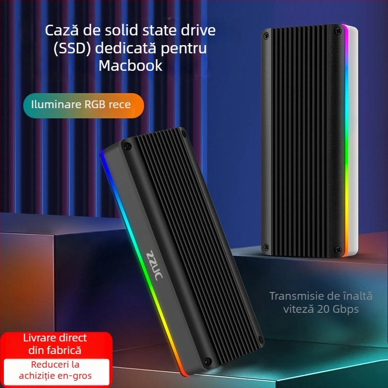 Carcasă SSD M.6 fără instrumente, NVMe/NGFF, M.2, aliaj de aluminiu, până la 8TB, USB-C 3.1/3.2
