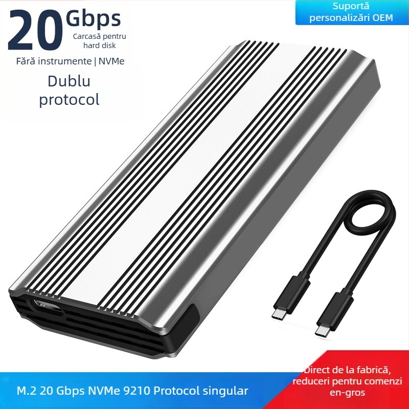 Carcasă SSD M.6 fără instrumente, NVMe/NGFF, M.2, aliaj de aluminiu, până la 8TB, USB-C 3.1/3.2