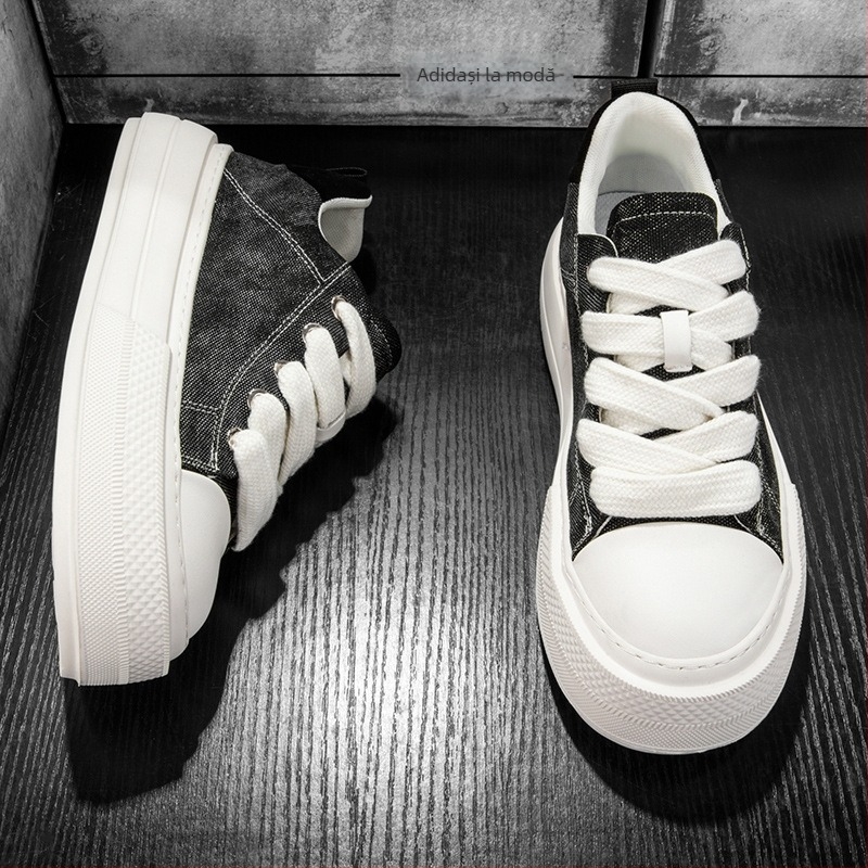 Pantofi de pânză pentru bărbați, vară, respirabili, talpă groasă, Stil Hong Kong