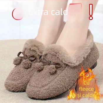 Pantofi de iarnă din bumbac, cu guler înalt la gleznă, talpă din cauciuc Goodyear, închidere cu șireturi