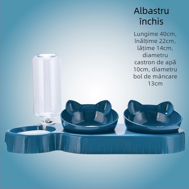 Boluri pentru pisici și câini cu distribuție automată de apă și hrană, design anti-răsturnare, menține gura uscată