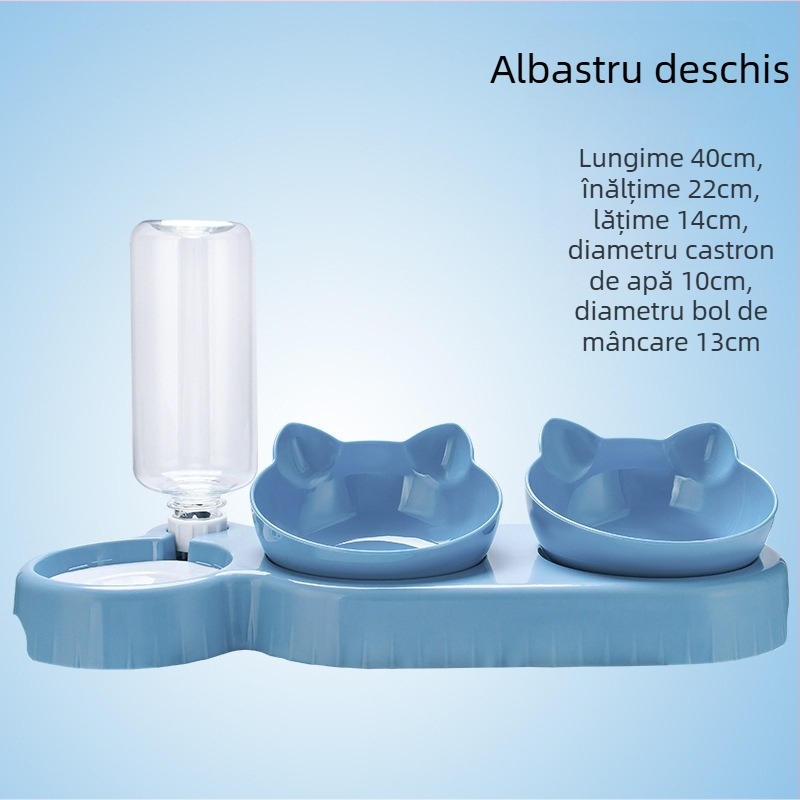 Boluri pentru pisici și câini cu distribuție automată de apă și hrană, design anti-răsturnare, menține gura uscată