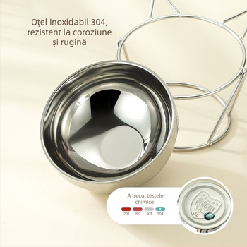 Vas de apă pentru pisici din oțel inoxidabil 304, design înălțat, protecție a gâtului, anti-țânțari