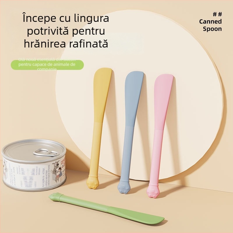 Kuchi Lingură pentru conserve de pisici, cu mâner lung și deschizător multifuncțional de conserve